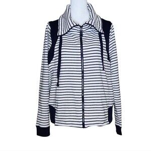 Ralph Lauren Active Zip Front Sweatshirt Jacket Navy White Mariner Stripe XL